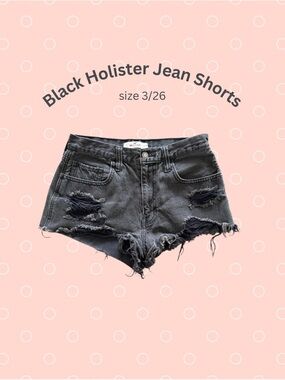 Hollister Black Distressed High-Rise Denim Shorts